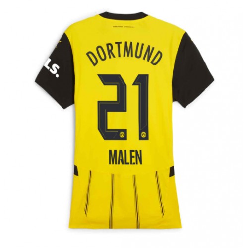 Fotbalové Dres Borussia Dortmund Donyell Malen #21 Dámské Domácí 2024-25 Krátký Rukáv